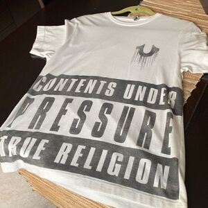 EUC true religion graphic tee white and gray graphic size S